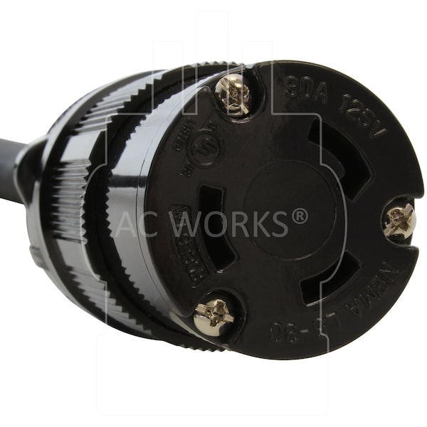 Ac Works SOOW; Cold Weather Extension Cord, 8 AWG, Indoor/Outdoor, 8/3, 1 Outlets, Black, Rubber, Nylon - SDL530PR-100