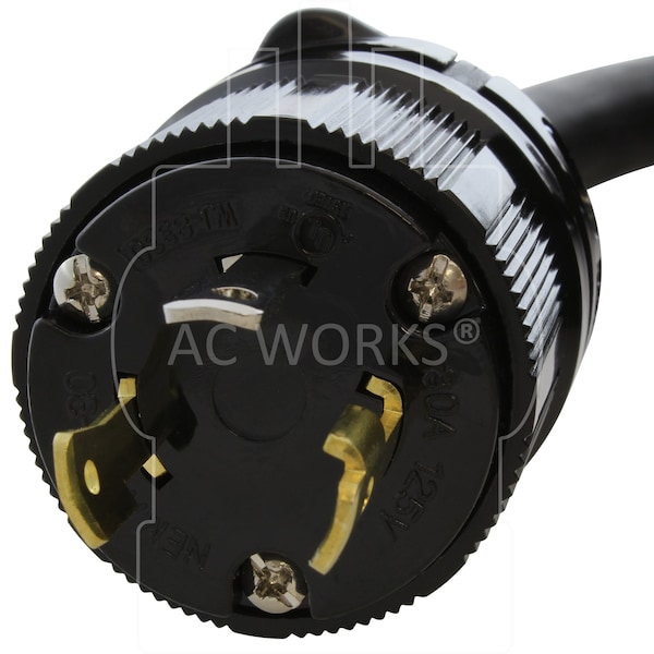 Ac Works SOOW; Cold Weather Extension Cord, 8 AWG, Indoor/Outdoor, 8/3, 1 Outlets, Black, Rubber, Nylon - SDL530PR-100