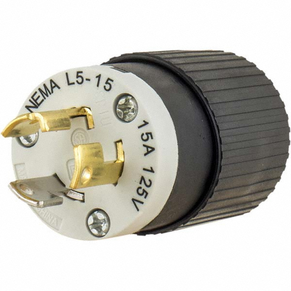 Bryant Electric Straight Blade Flanged Inlet: Industrial, 6-20P, 250VAC, White - 5478