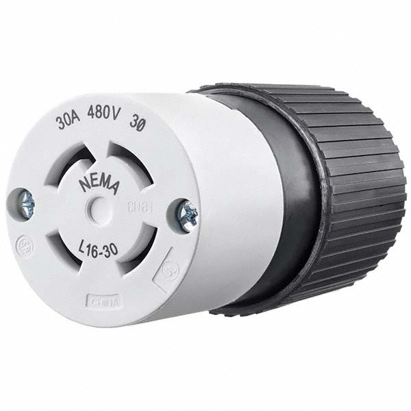 Bryant Electric Straight Blade Flanged Inlet: Industrial, 6-20P, 250VAC, White - 5478