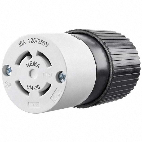 Bryant Electric Straight Blade Flanged Inlet: Industrial, 6-20P, 250VAC, White - 5478
