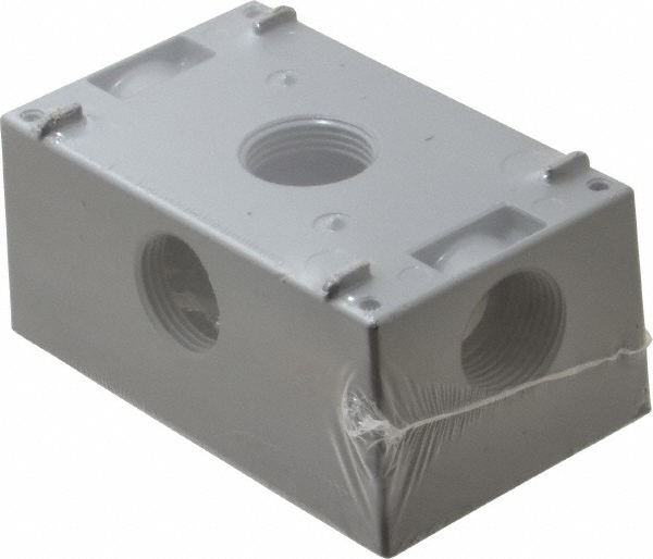 Cooper Crouse-Hinds Electrical Outlet Box: Aluminum, Rectangle, 4-9/16" OAH, 2-7/8" OAW, 2" OAD, 1 Gang - TP7012