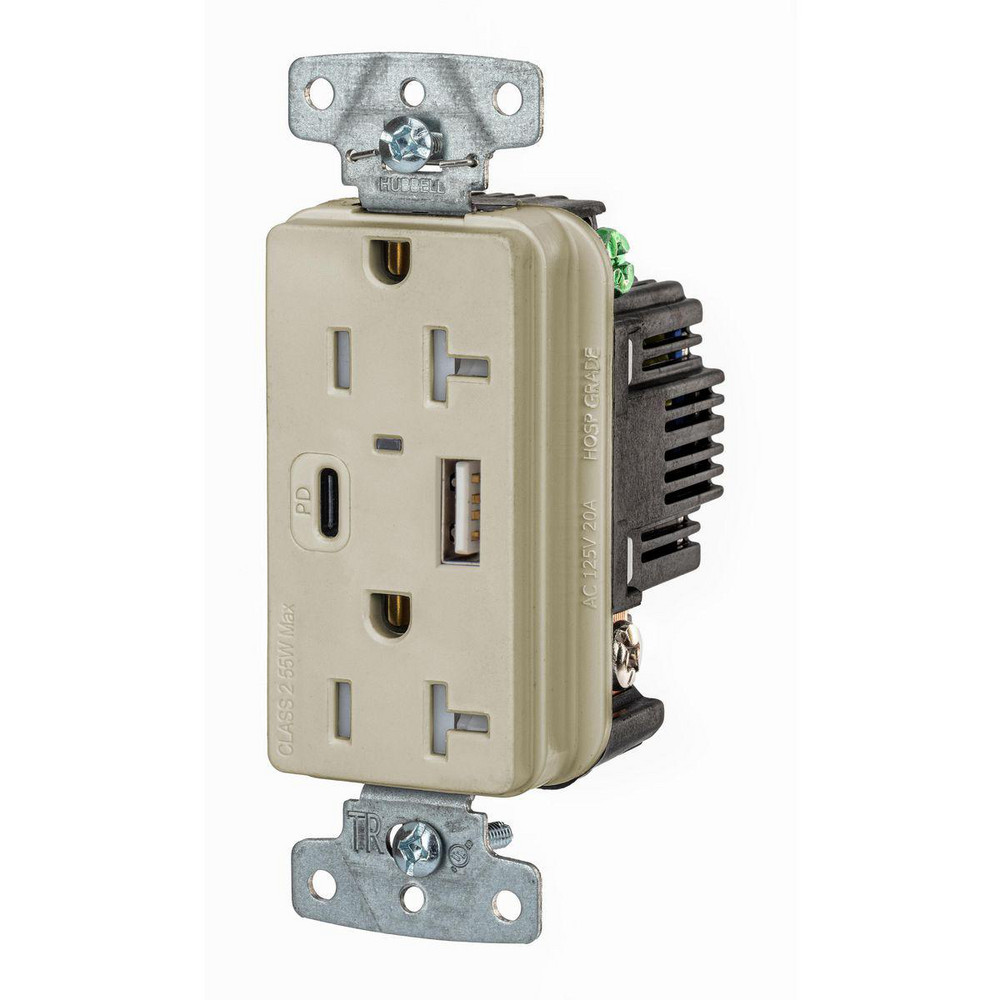 Hubbell Wiring Device-Kellems USB Receptacles: Usb Connection Style: Standard; Number of USB Ports: 2; Number Of Usb Ports: 2; Number Of Receptacles: 2; Charging Power: 1.5 A - USB8200CPDR
