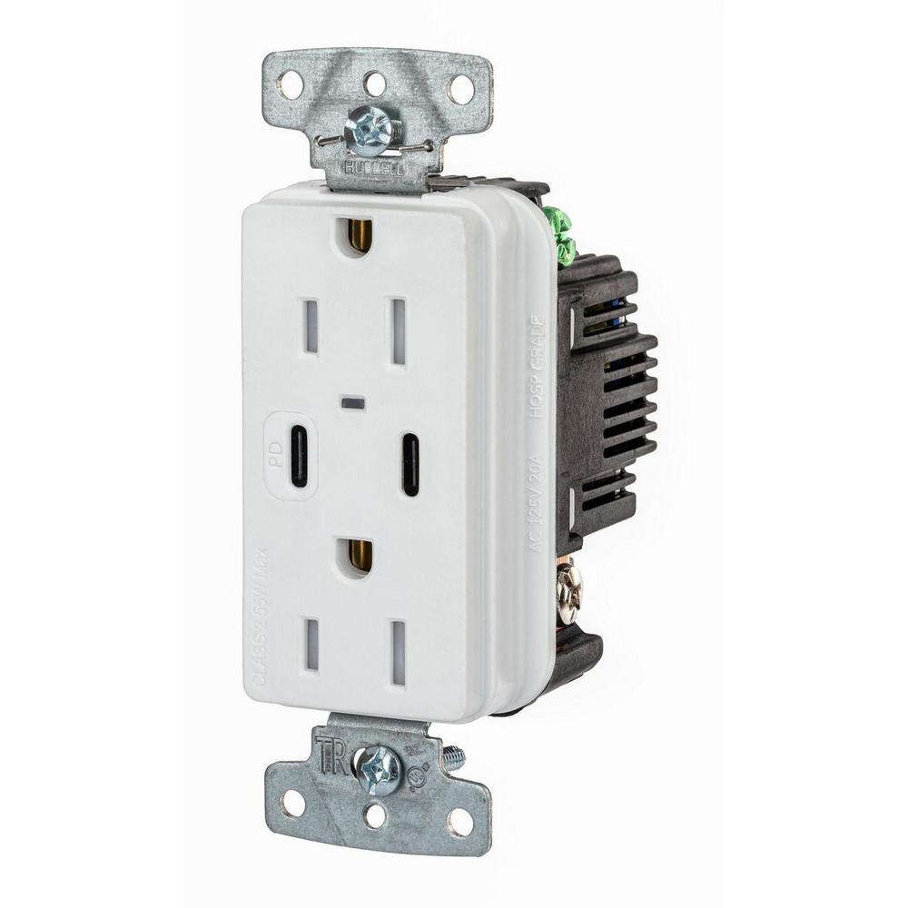 Hubbell Wiring Device-Kellems USB Receptacles: Usb Connection Style: Standard; Number of USB Ports: 2; Number Of Usb Ports: 2; Number Of Receptacles: 2; Charging Power: 1.5 A - USB8200CPDR