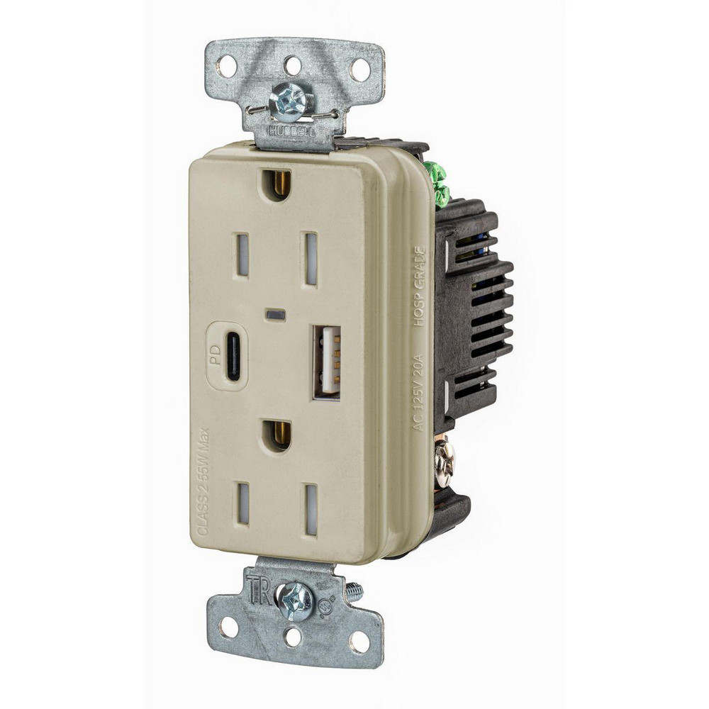 Hubbell Wiring Device-Kellems USB Receptacles: Usb Connection Style: Standard; Number of USB Ports: 2; Number Of Usb Ports: 2; Number Of Receptacles: 2; Charging Power: 1.5 A - USB8200CPDR