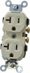 Hubbell Wiring Device-Kellems Straight Blade Single Receptacle: NEMA 5-20R, 20 Amps, Grounded - RR201