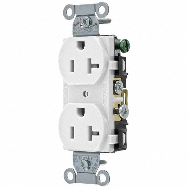 Hubbell Wiring Device-Kellems Straight Blade Single Receptacle: NEMA 5-20R, 20 Amps, Grounded - RR201