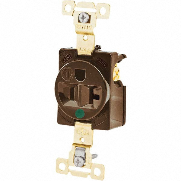 Bryant Electric Straight Blade Single Receptacle: NEMA 5-20R, 20 Amps, Grounded - 8310
