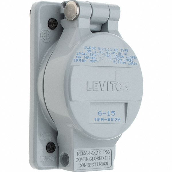 Leviton Straight Blade Single Receptacle: NEMA 6-15R, 15 Amps - LNR96-2