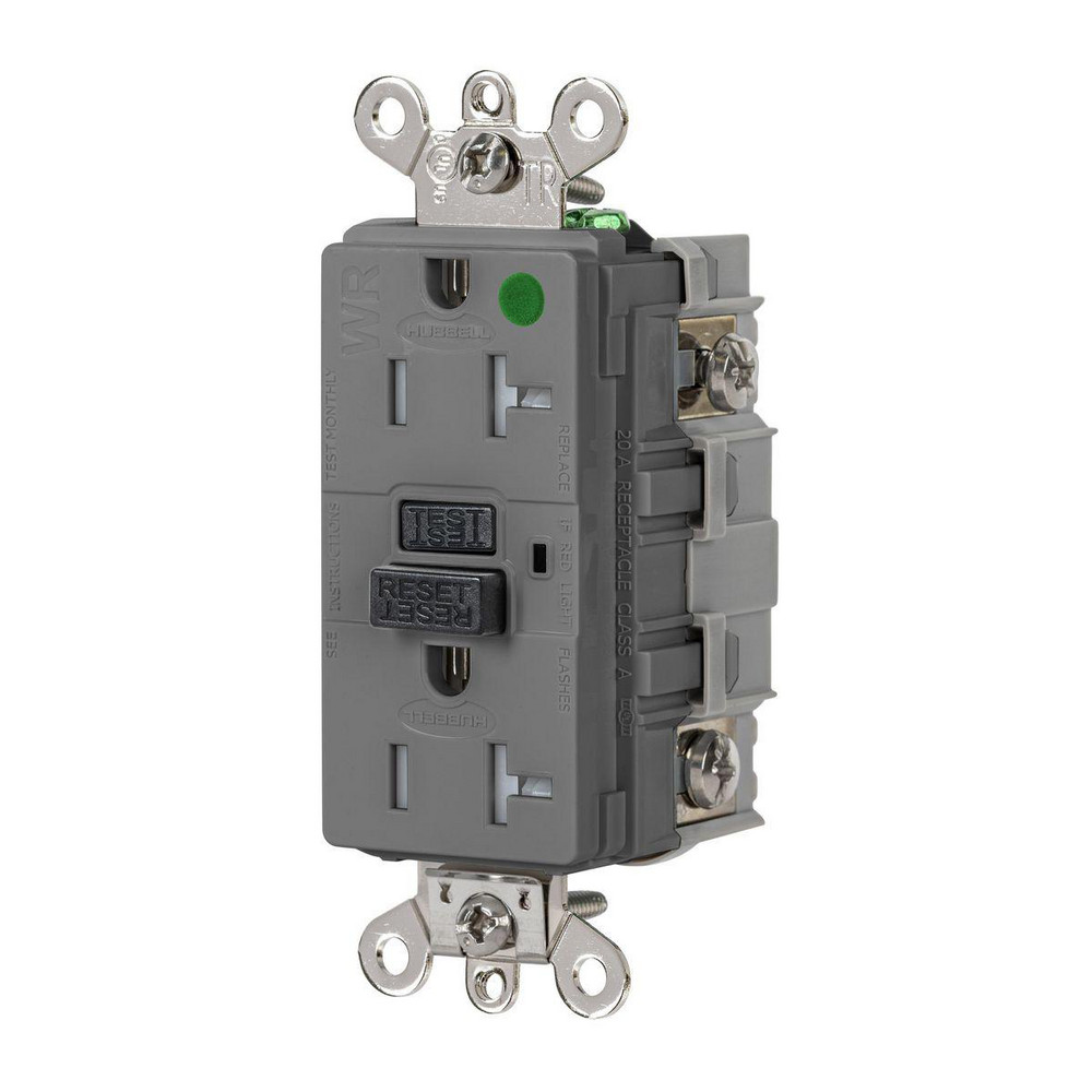 Hubbell Wiring Device-Kellems GFCI Receptacles: Receptacle Type: Duplex; Grade: Hospital; NEMA Configuration: 5-20R - GFSG8300GRY