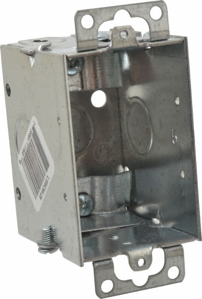 Cooper Crouse-Hinds Electrical Switch Box: Steel, Rectangle, 3" OAH, 2" OAW, 2-1/2" OAD, 1 Gang - TP185