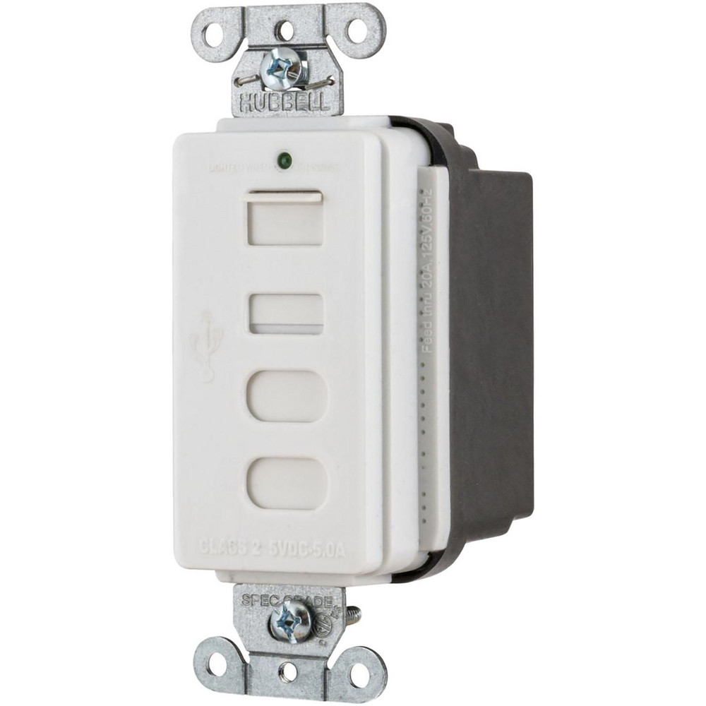 Hubbell Wiring Device-Kellems USB Receptacles: Usb Connection Style: Standard; Number of USB Ports: 4; Number Of Usb Ports: 4; Charging Power: 5 A - USB4ACW