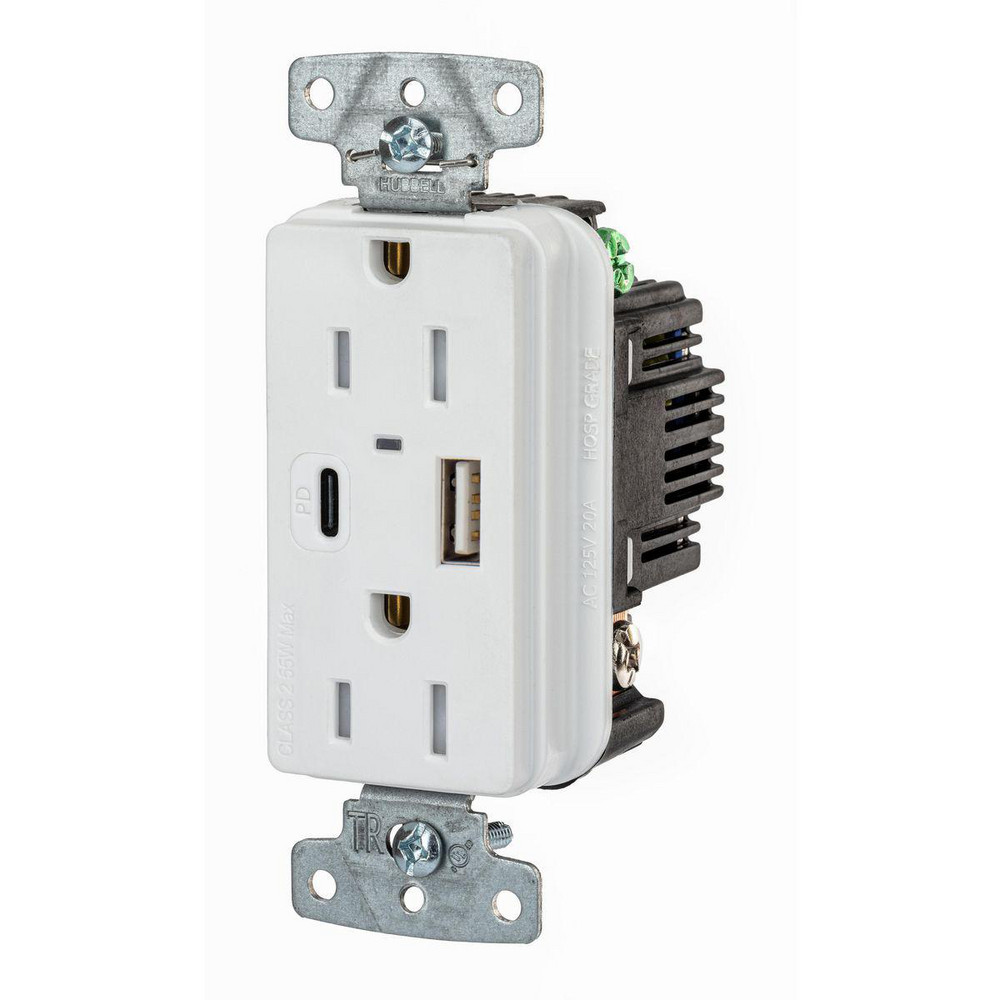 Hubbell Wiring Device-Kellems USB Receptacles: Usb Connection Style: Standard; Number of USB Ports: 4; Number Of Usb Ports: 4; Charging Power: 5 A - USB4ACW