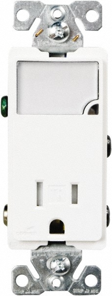 Cooper Wiring Devices 2 Pole, 125 VAC, 20 Amp, 1 Outlet, Flush Mounted, Self Grounding, Tamper Resistant Combination Outlet with Night Light - TR7736A-BOX