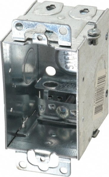 Cooper Crouse-Hinds Electrical Switch Box: Steel, Rectangle, 3" OAH, 2" OAW, 2-1/2" OAD, 1 Gang - TP158
