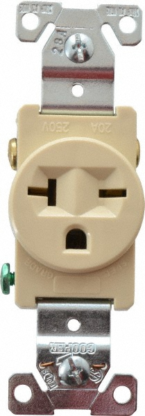 Leviton Straight Blade Single Receptacle: NEMA 6-15R, 15 Amps, Self-Grounding - 5661
