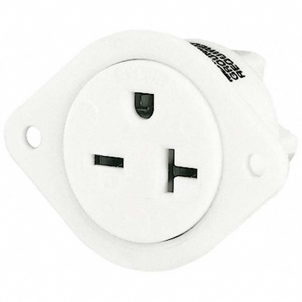 Bryant Electric Straight Blade Flanged Receptacle: NEMA 6-20R, 20 Amps, Grounded - 5479