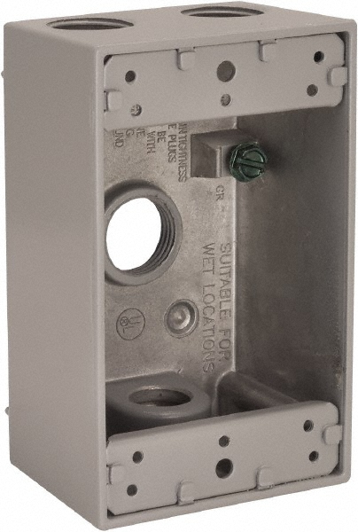 Hubbell-Raco Electrical Device Box: Steel, Rectangle, 4-1/2" OAH, 12-1/4" OAW, 2-1/2" OAD, 5 Gangs - 944