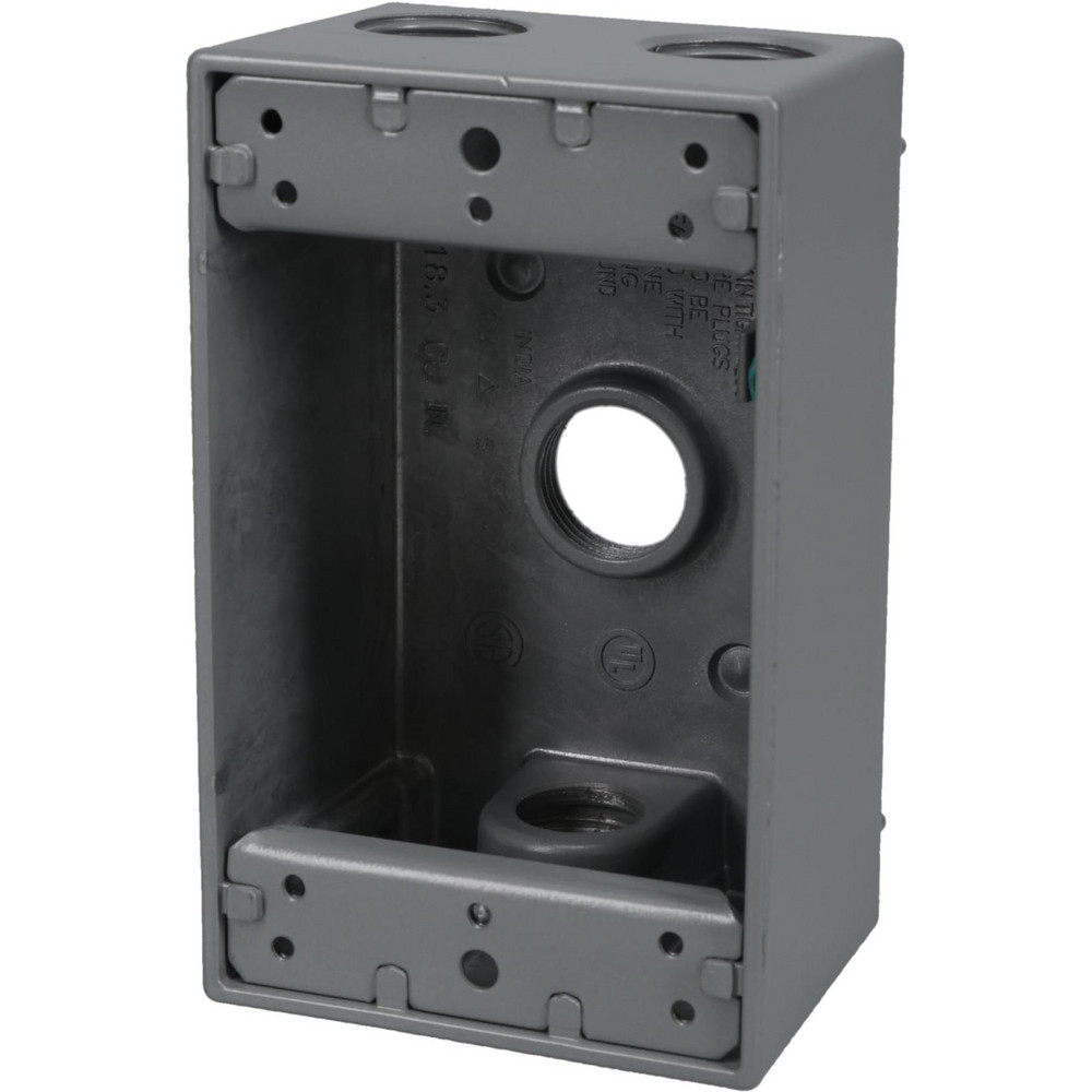 Hubbell-Raco Electrical Device Box: Steel, Rectangle, 4-1/2" OAH, 12-1/4" OAW, 2-1/2" OAD, 5 Gangs - 944