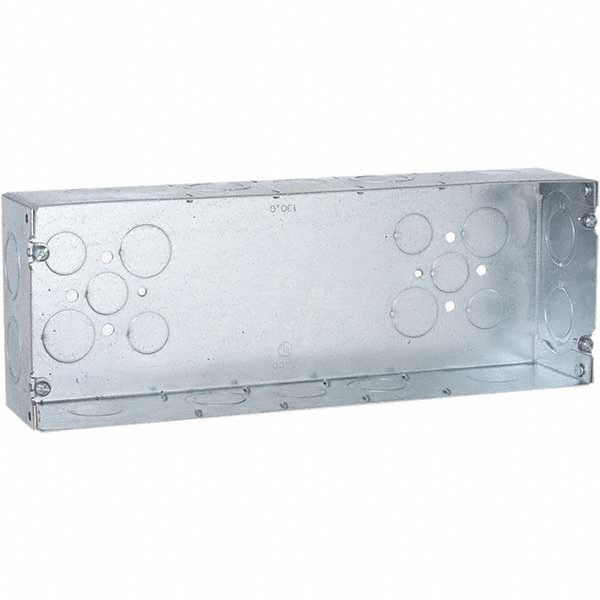 Hubbell-Raco Electrical Device Box: Steel, Rectangle, 4-1/2" OAH, 12-1/4" OAW, 2-1/2" OAD, 5 Gangs - 944