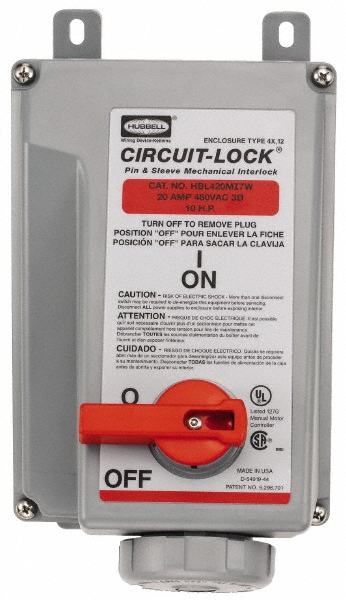 Leviton 125 VAC, 30 Amp, L5-30R NEMA, Self Grounding Receptacle - 2610