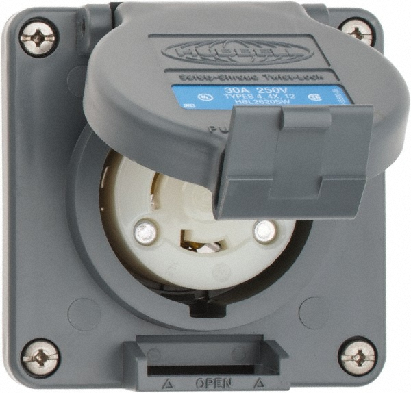 Leviton 125 VAC, 30 Amp, L5-30R NEMA, Self Grounding Receptacle - 2610