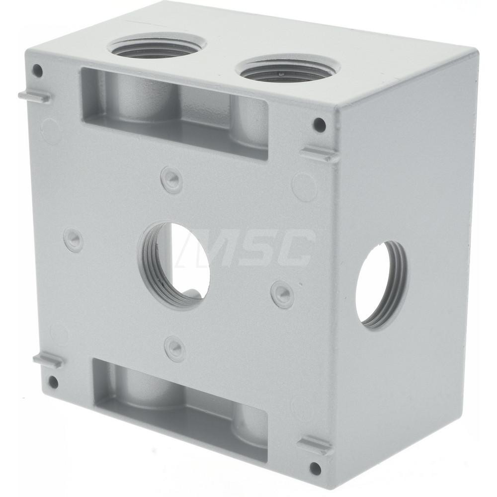 Cooper Crouse-Hinds Electrical Outlet Box: Aluminum, Square, 4-1/2" OAH, 4-1/2" OAW, 2-21/32" OAD, 2 Gangs - TP7138
