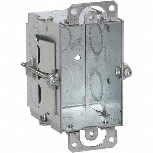 Hubbell-Raco Electrical Device Box: Steel, Square, 7" OAH, 4-3/8" OAW, 2.188" OAD, 2 Gangs - 681