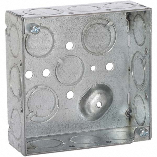 Hubbell-Raco Electrical Device Box: Steel, Square, 7" OAH, 4-3/8" OAW, 2.188" OAD, 2 Gangs - 681