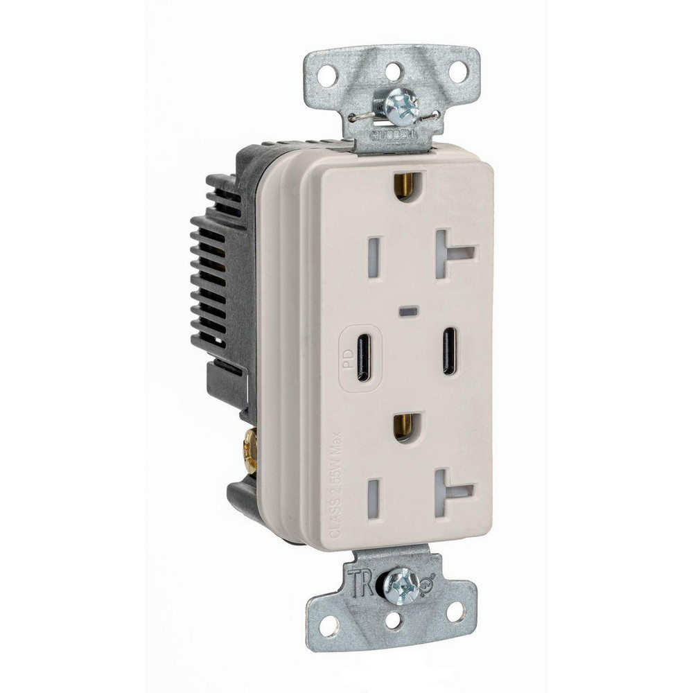 Hubbell Wiring Device-Kellems USB Receptacles: Usb Connection Style: Standard; Number of USB Ports: 2; Number Of Usb Ports: 2; Number Of Receptacles: 2; Charging Power: 1.5 A - USB20CPDLA
