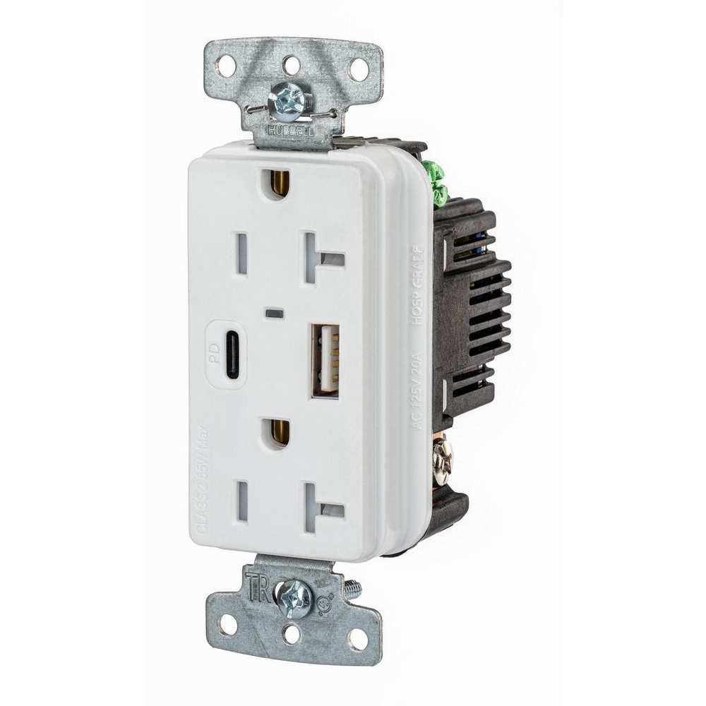 Hubbell Wiring Device-Kellems USB Receptacles: Usb Connection Style: Standard; Number of USB Ports: 2; Number Of Usb Ports: 2; Number Of Receptacles: 2; Charging Power: 1.5 A - USB20CPDLA