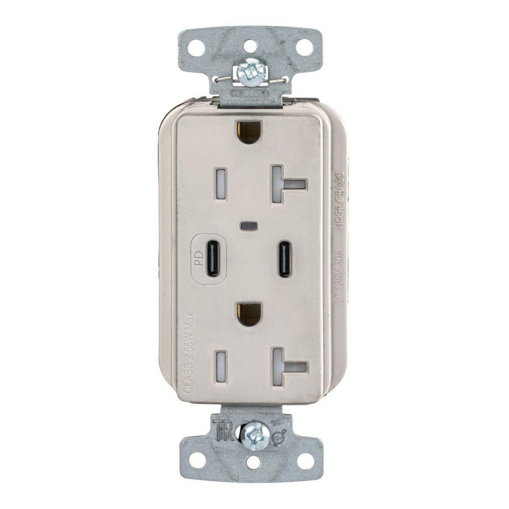Hubbell Wiring Device-Kellems USB Receptacles: Usb Connection Style: Standard; Number of USB Ports: 2; Number Of Usb Ports: 2; Number Of Receptacles: 2; Charging Power: 1.5 A - USB20CPDLA