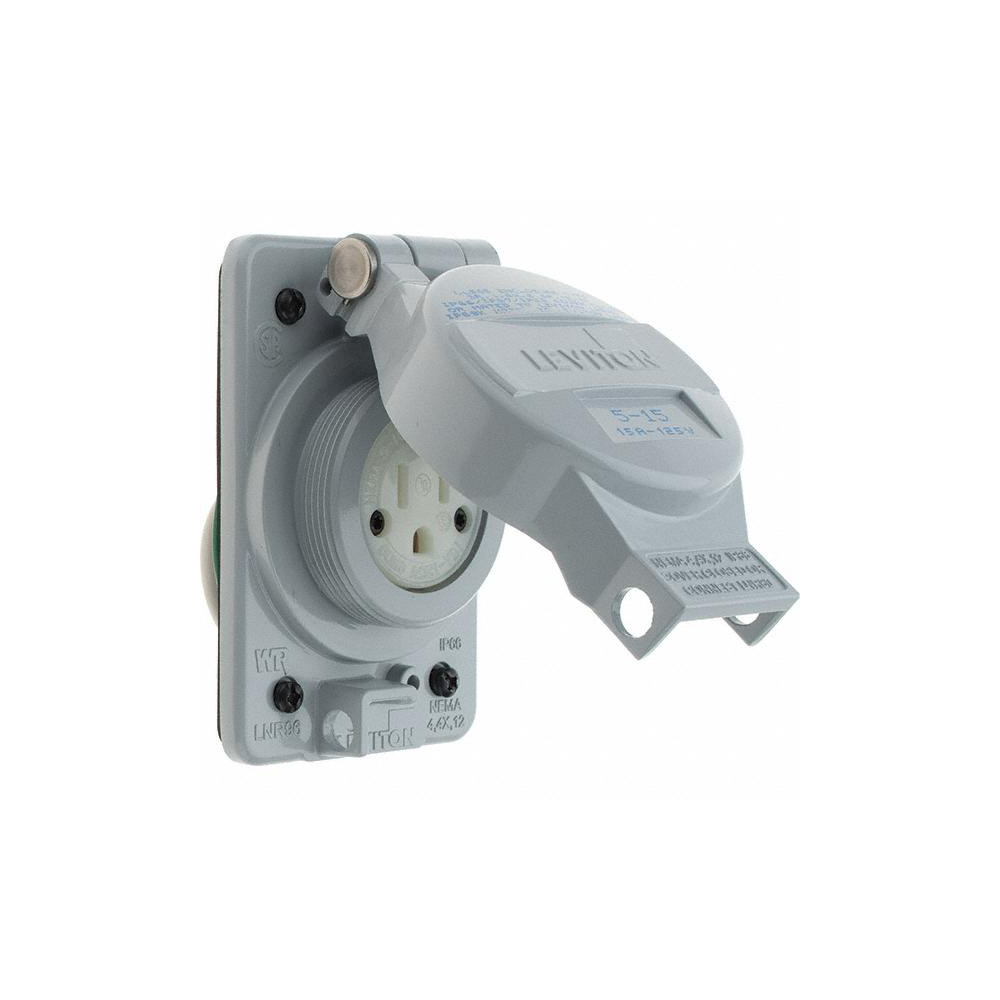 Leviton Straight Blade Single Receptacle: NEMA 5-15R, 15 Amps - LNR96-1