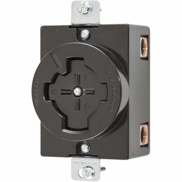 Hubbell Wiring Device-Kellems Twist Lock Receptacles; Receptacle/Part Type: Receptacle; Gender: Female; NEMA Configuration: L16-20R; Flange Style: No Flange; Amperage: 20 A; Number Of Poles: 3; Number Of Wires: 4; Resistance Features: Impact-Resistant; Number of Poles: 3; Grounding Style: Grounding; Number of Wires: 4 - L1620R