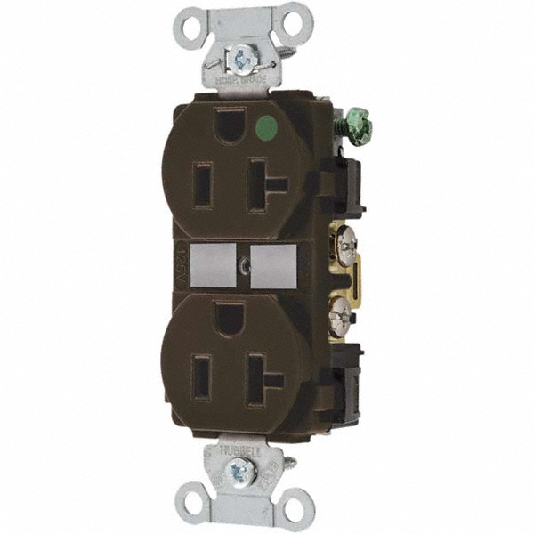 Bryant Electric Straight Blade Fourplex Receptacle: NEMA 5-20R, 20 Amps, Grounded - 21254HB