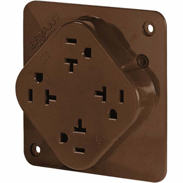 Bryant Electric Straight Blade Fourplex Receptacle: NEMA 5-20R, 20 Amps, Grounded - 21254HB