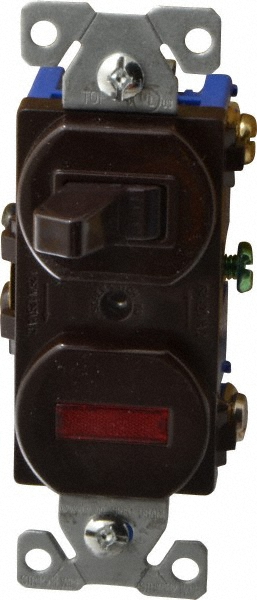 Cooper Wiring Devices 1 Pole, 120 VAC, 15 Amp, Flush Mounted, Combination Switch with Pilot Light - 277B-BOX