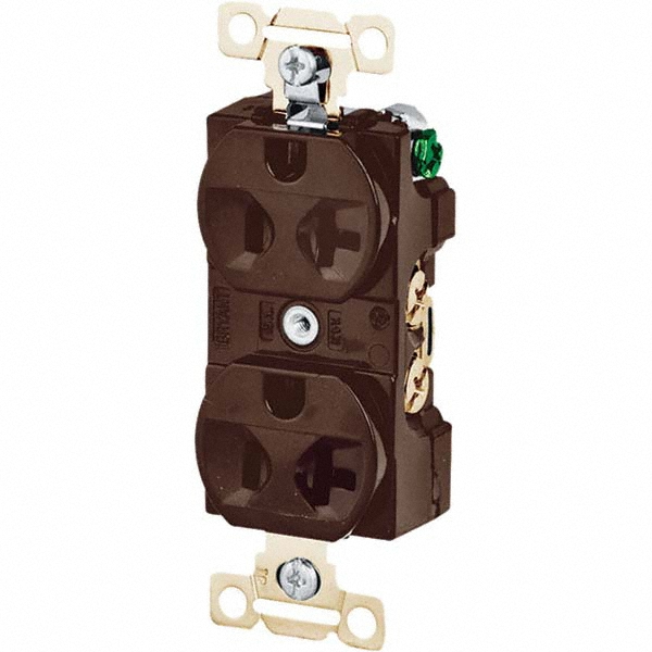Bryant Electric Straight Blade Duplex Receptacle: NEMA 5-20R, 20 Amps, Grounded - 5342