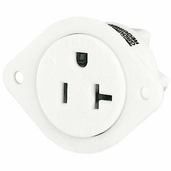 Bryant Electric Straight Blade Flanged Receptacle: NEMA 5-20R, 20 Amps, Grounded - 5379