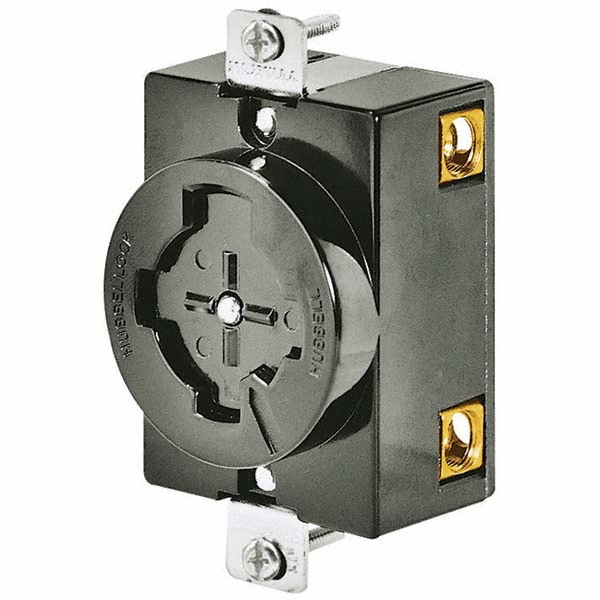 Bryant Electric Twist Lock Receptacles; Receptacle/Part Type: Receptacle; Gender: Female; NEMA Configuration: Non-NEMA; Flange Style: No Flange; Amperage: 20 A; 30 A; Number Of Poles: 3; Number Of Wires: 4; Resistance Features: Impact-Resistant; Number of Poles: 3; Grounding Style: Grounding; Number of Wires: 4 - 20403