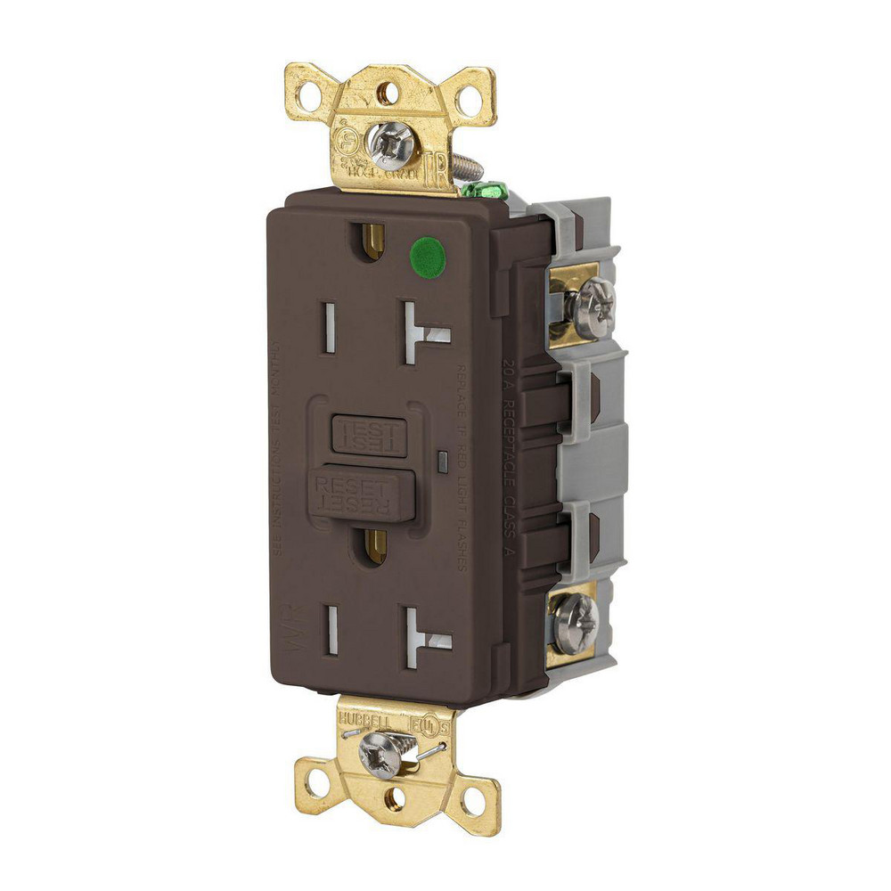 Hubbell Wiring Device-Kellems GFCI Receptacles: Receptacle Type: Duplex; Grade: Commercial, Hospital; NEMA Configuration: 5-20R - GFRTW83