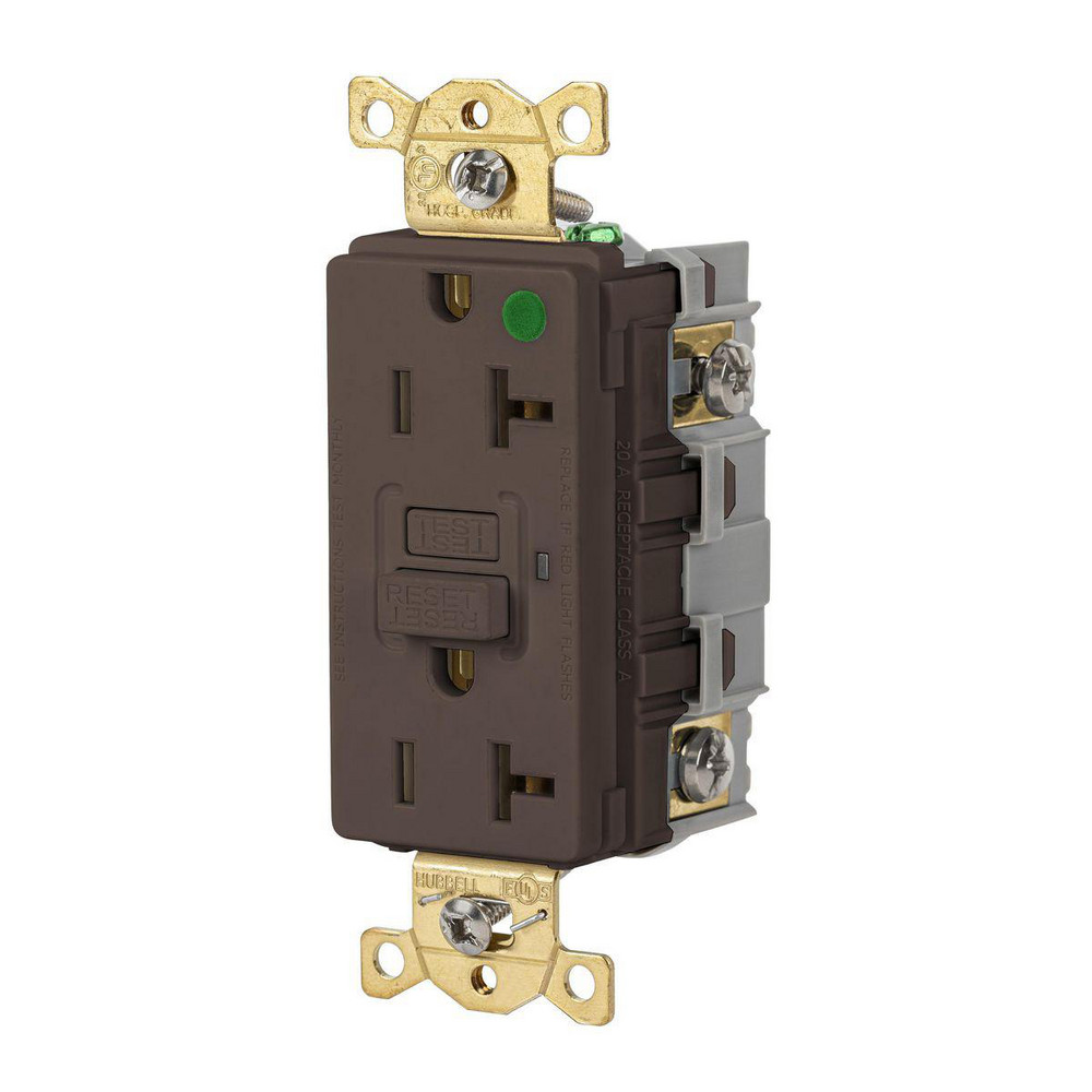 Hubbell Wiring Device-Kellems GFCI Receptacles: Receptacle Type: Duplex; Grade: Commercial, Hospital; NEMA Configuration: 5-20R - GFRTW83