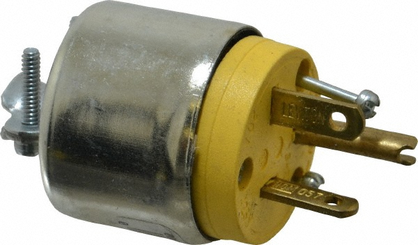 Leviton Straight Blade Plug: Commercial, 5-20P, 125VAC, Yellow - 520PA