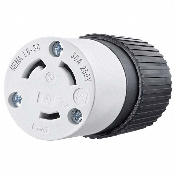 Bryant Electric Locking Inlet: Connector, Industrial, L6-30P, 250V, White & Yellow - 70630NCCR