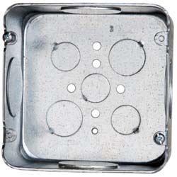 Cooper Crouse-Hinds Electrical Outlet Box: Steel, Square, 4-11/16" OAH, 4-11/16" OAW, 2-1/8" OAD, 1 Gang - TP836