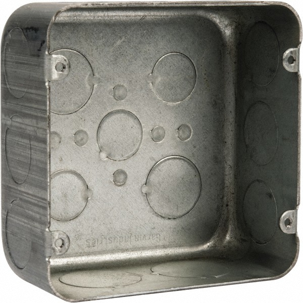Cooper Crouse-Hinds Electrical Outlet Box: Steel, Square, 4-11/16" OAH, 4-11/16" OAW, 2-1/8" OAD, 1 Gang - TP836
