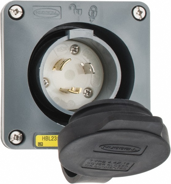 Leviton 125/250 VAC, 15 Amp, ML-3P NEMA, Ungrounded Inlet - ML3-PB
