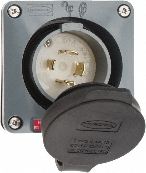 Leviton 125/250 VAC, 15 Amp, ML-3P NEMA, Ungrounded Inlet - ML3-PB