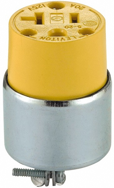 Leviton Straight Blade Connector: Commercial, 5-20R, 125VAC, Yellow - 520CA