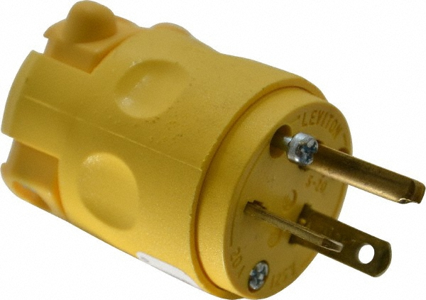 Leviton Straight Blade Connector: Commercial, 5-20R, 125VAC, Yellow - 520CA
